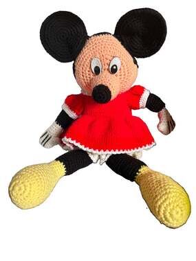 Vintage Handmade Minnie Mouse Crochet Toy Kids Collectible Plush 24x12”